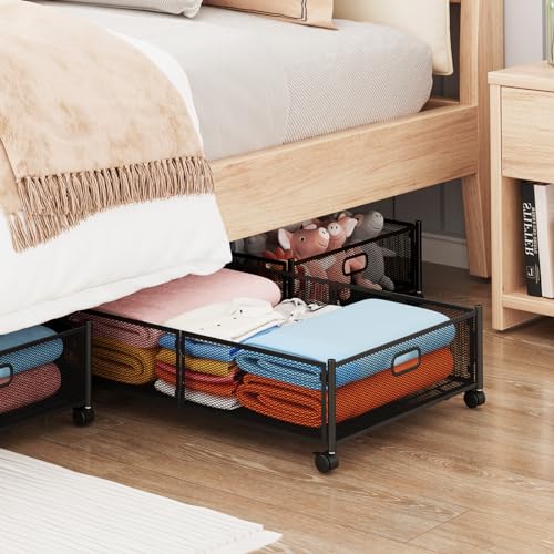 Under Bed Storage with Wheels, Foldable Metal Mesh | Home Organization - Image 3