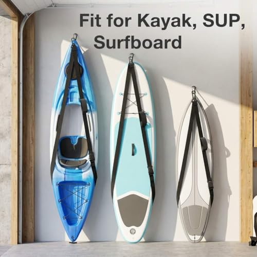 QWORK 4 Pack Heavy-Duty Kayak Wall Hanging Storage Strap - Image 6