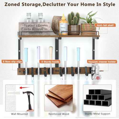 Broom and Mop Organizer Wall Hanging with Cleaning - Image 6