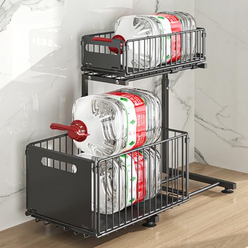 Under Sink Organizer, 2-Tier Pull Out Cabinet Organizer Black - Image 7