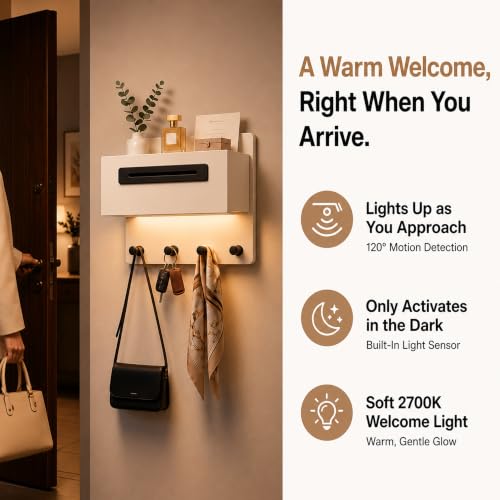 Wall Mounted Entryway Coat Rack with Mail Organizer and Motion - Image 5