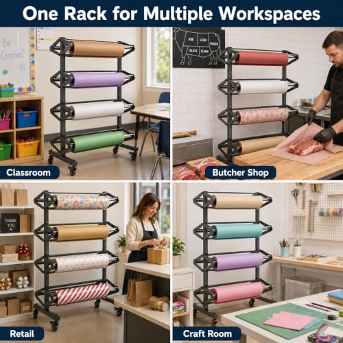 Commercial 8-Roll Paper Roll Dispenser Rack with Cutter - Image 7