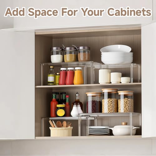 Clear Kitchen Cabinet Organizer, Set of 4 Stackable Spice Rack - Image 3