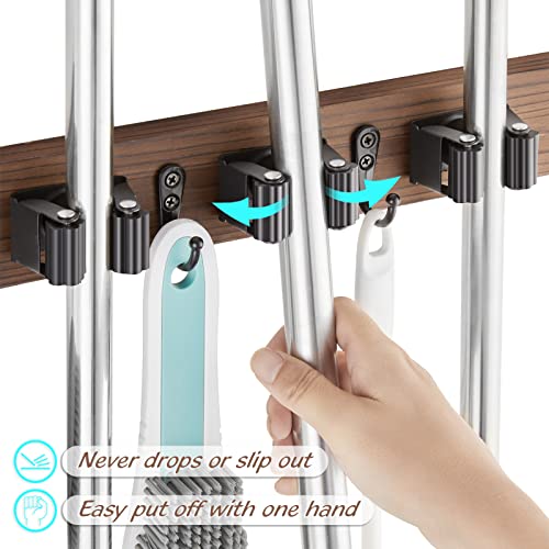 OUTNILI Mop and Broom Holder Wall Mount - Wood Broom Mop Hanger - Image 3