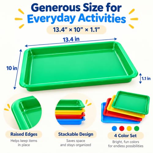 Remerry 4 Pcs Art Craft Tray for Kid, 13.4 x 10 Inch - Image 3