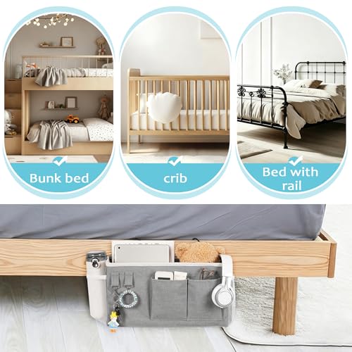 Bedside Caddy, Bedside Storage Bag Hanging Organizer for Bunk - Image 6