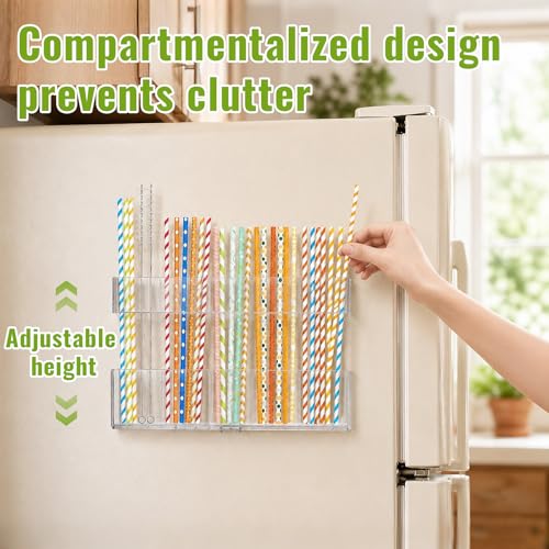 Mpotmiy 9.5" Large Acrylic Straw Holder for Cabinet Door, Straw - Image 5