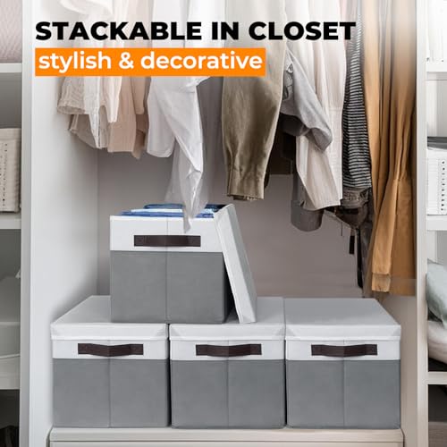 Large Closet Storage Baskets Bins with Lids 4 Pack | Home Organization - Image 4