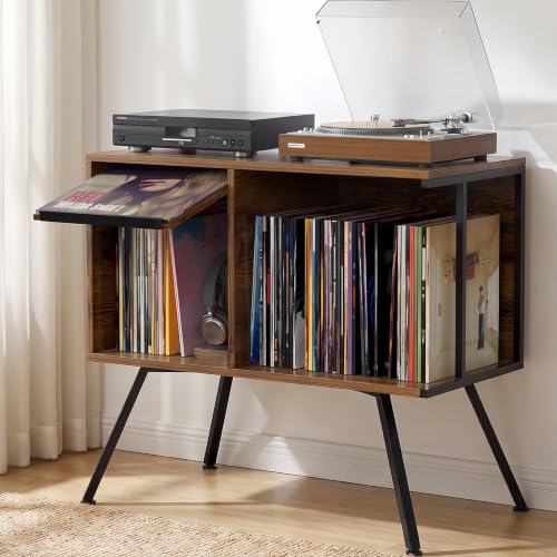 Flip Top Record Player Stand with Vinyl Storage Up to 150 Albums - Image 2