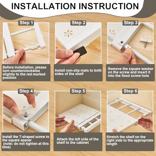 Gerrii 4 Pcs Expandable Closet Tension Rod Shelf, 10.83''-17.91'' - Image 7