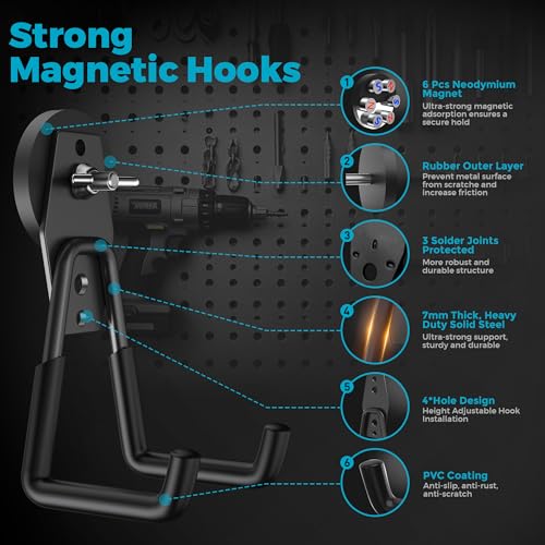 4 Pack Large Strong Magnetic Hooks Heavy Duty Garage Big - Image 4
