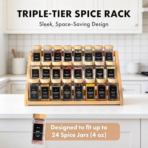 Bamboo Spice Rack - 3 Tier Spices Rack Kitchen Cabinet - Image 4
