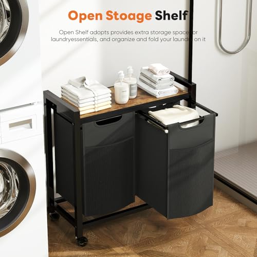 DUMOS Laundry Hamper with 2 Pull-Out Removable Sorter - Image 4