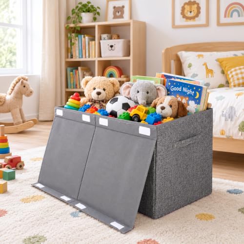 Large Toy Box Storage with Lid, Collapsible Sturdy Toy Chest - Image 3