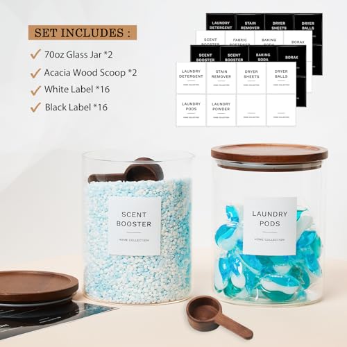 Glass Laundry Storage Containers with Acacia Lids | Home Organization - Image 5