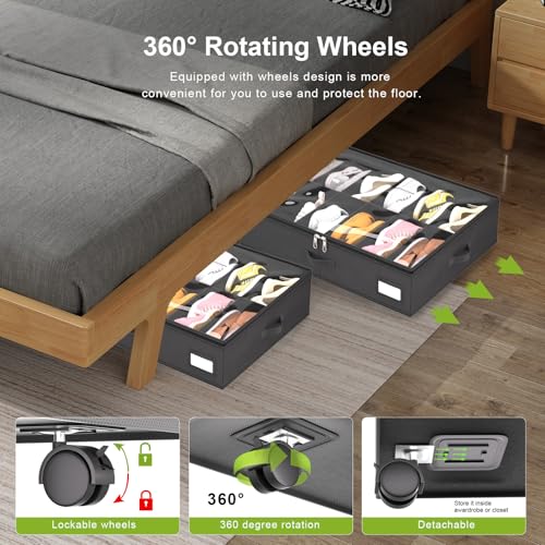 Under Bed Shoe Storage with Wheels, Fits 24 Pairs - Image 5