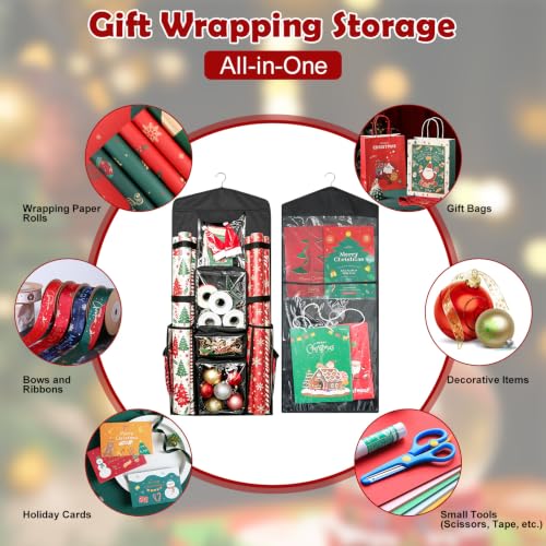 Double-Sided Hanging Wrapping Paper Storage Organizer,Over - Image 6