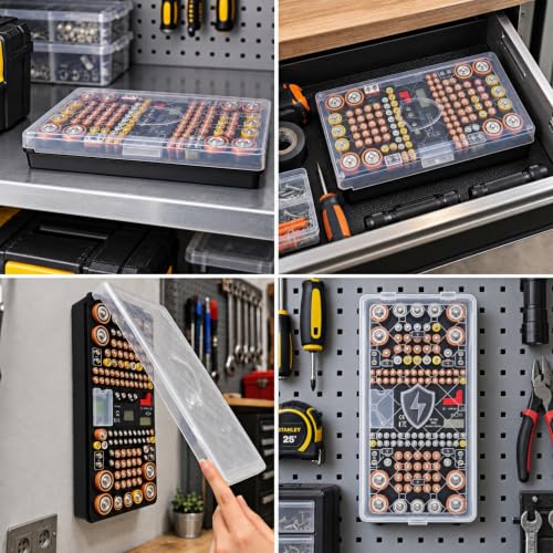 Battery Organizer Storage Case with Digital Tester, Holds - Image 3