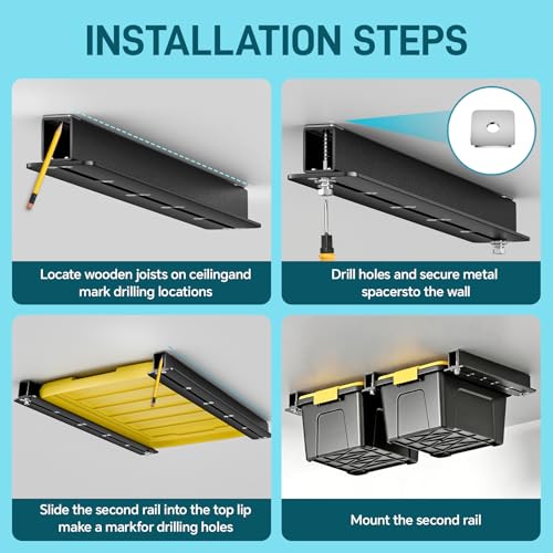 Ceiling Utility Bin Rails Storage Rack, Overhead Garage - Image 5