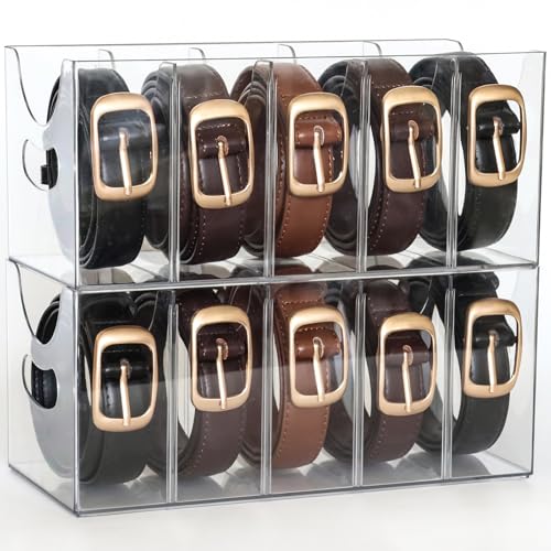 Belt Organizer - 2 Pack Clear Stackable Belt holder - Image 2