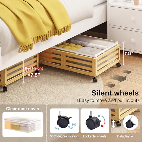 Under Bed Storage with Wheels-Large Bamboo Underbed - Image 5