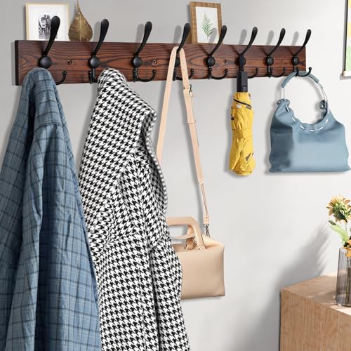 Kuhome 32.2'' Large Coat Rack Wall Mount Coat Hooks Coat - Image 3