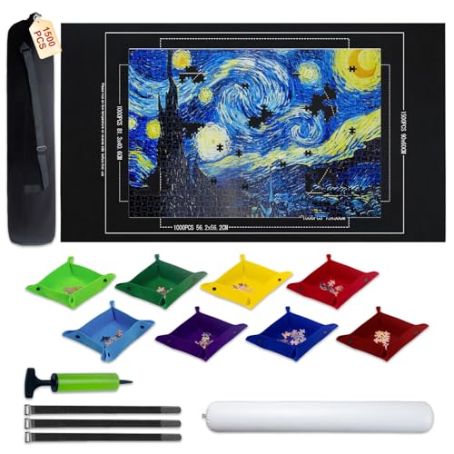 Puzzle Mat Roll Up with 8 Sorting Trays & Air Pump 46x26 - Image 2