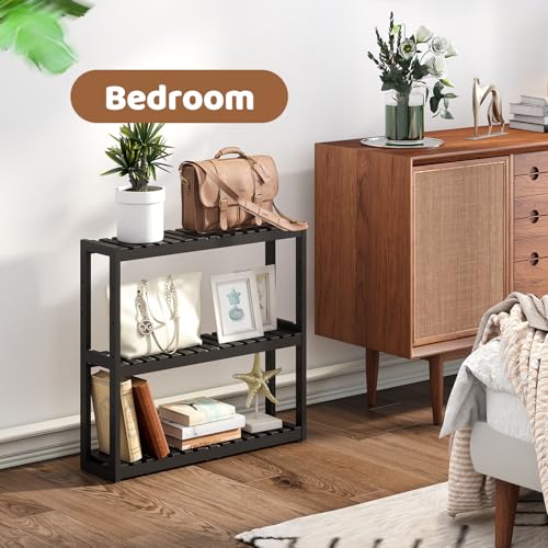 Bathroom Shelf Bamboo Organizer Rack Adjustable 3-Tier - Image 6