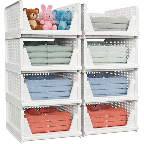 4 Pack Stackable Closet Storage Basket - Stackable Storage Bins - Image 5