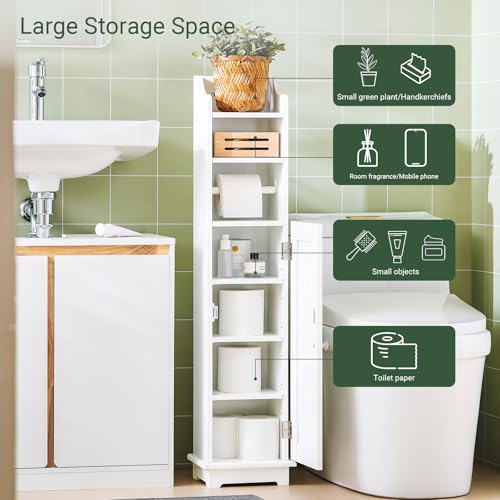 Haotian Toilet Paper Storage Cabinet, 7.8 x 9 x 39 in, White - Image 4