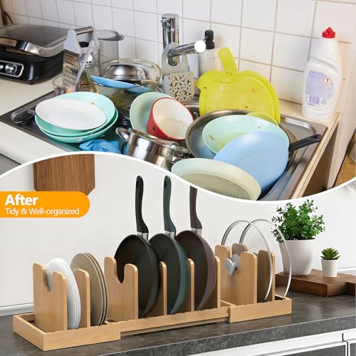 Bamboo Pot and Pan Organizer,Pots and Pans Organizer under - Image 6