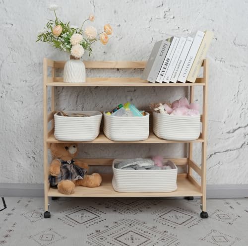 XUANGUO Small Woven Storage Baskets for Shelves, 12" x 8" x 5" - Image 5