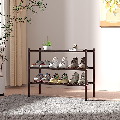 ROMGUAR CRAFT 3 Tier Bamboo Shoe Rack for Closet Free Standing - Image 3