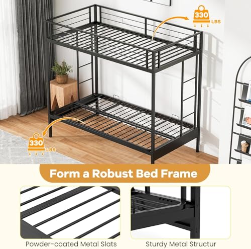 Nafort Metal Twin Over Futon Bunk Bed, Heavy-Duty Steel Frame - Image 6