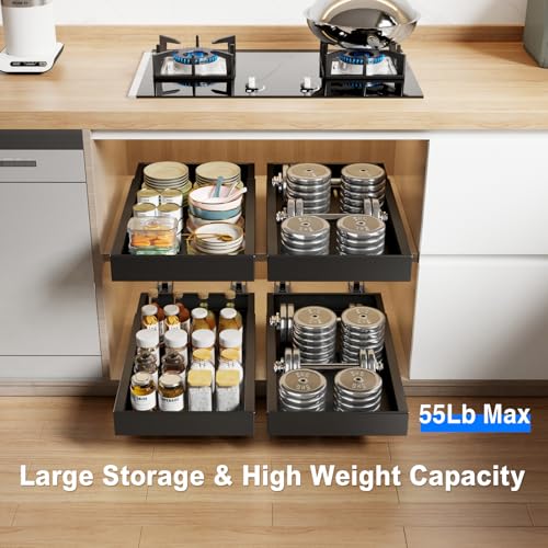 Mustorn 2 Pack Pull Out Cabinet Organizer,21.8" Deep Slide Out - Image 4