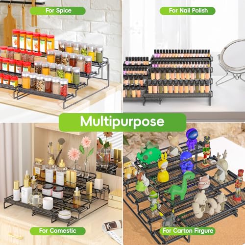 2 Pack Spice Rack Organizer for Cabinet, 4 Tier Black (S&L) - Image 7