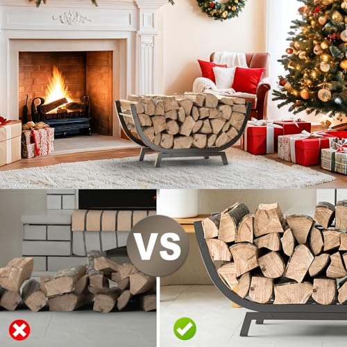 Firewood Rack - 25 inch Outdoor Indoor Metal Firewood - Image 5