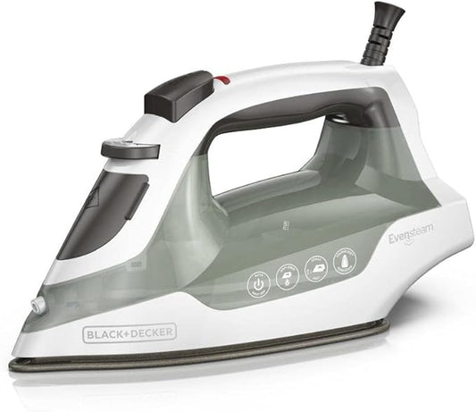 BLACK+DECKER Easy Steam Compact Iron with TrueGlide Nonstick Soleplate, Pivoting Cord, SmartSteam Technology