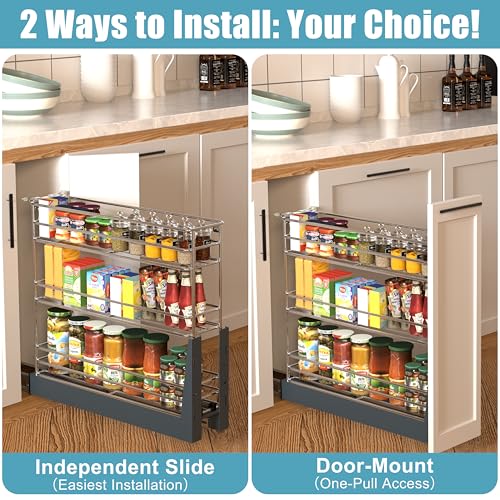 JOWBOOW 4 Inch Pull Out Spice Rack for 9 Inch Base Cabinet - Image 6