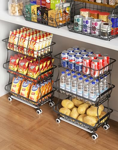 OKZEST 3-Tier Rolling Pantry Floor Organizers and Storage Cart - Image 2