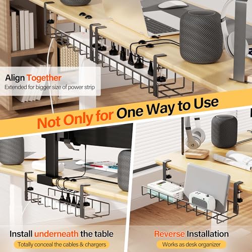 2 Pack Cable Management Under Desk Tray, 31.4" No Drill - Image 5