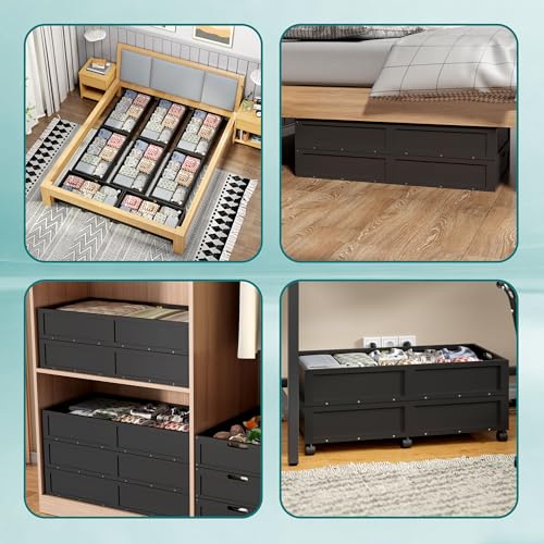 Under Bed Storage with Wheels, 2 Pack Bamboo Containers - Image 5
