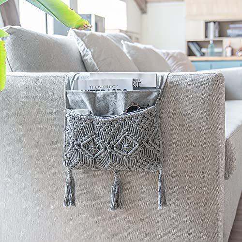 Mkono Macrame Armchair Caddy, Boho Couch Armrest Organizer - Image 5