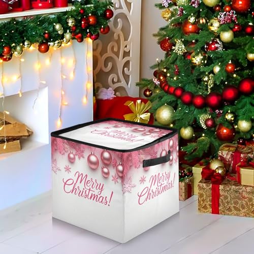 Merry Christmas Pink Christmas Ornament Storage Box - Image 8