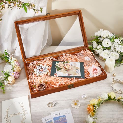 NBEADS 1 Pc Wooden Box With Glass Lid, Wooden Display Box - Image 5