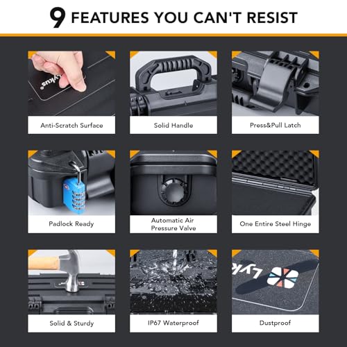 Lykus HC-4220 Waterproof Hard Case with Foam, Inner Size - Image 7