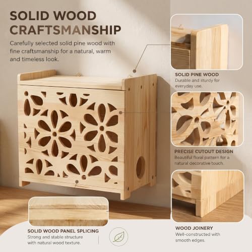 Wooden Projector Shelf,WiFi Router Box Hider,Power S | Cable Managemen - Image 5