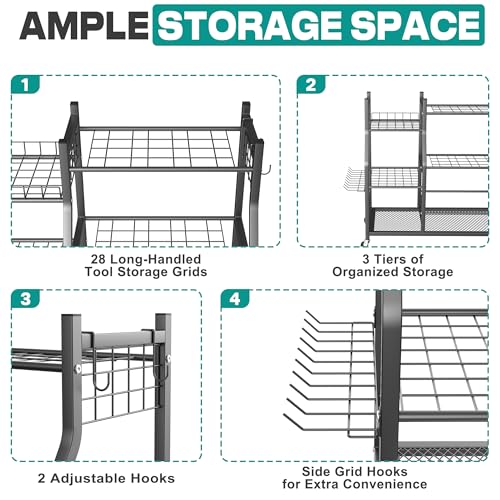 EVERHANGER Garden Tool Organizer Stand, Garage Tool Storage - Image 4