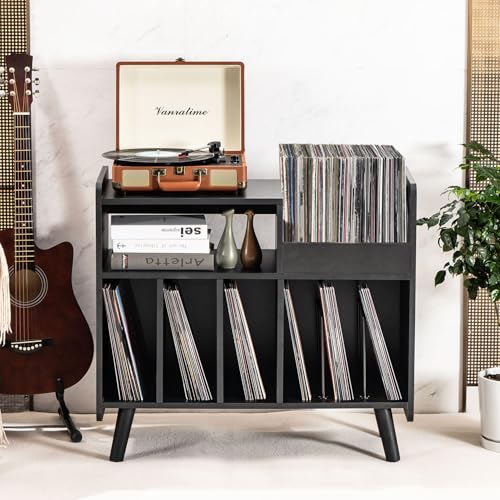 Record Player Stand, Large Record Player Table Cabinet (Black) - Image 6