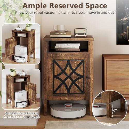 Giantex Robot Vacuum Storage Cabinet, Farmhouse End Table - Image 6
